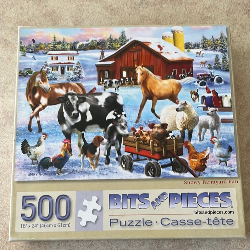 Bits and Pieces Snowy Farmyard Fun 500 Piece Puzzle